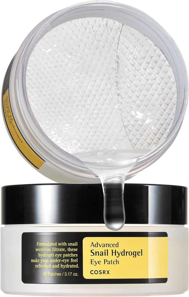 COSRX Advanced Snail Hydrogel Eye Patch (60pc), Gel Serum Mask, Puffy Undereye Treament, Fine Lines, Refresh, Hydrate| Paraben free, Korean Skincare