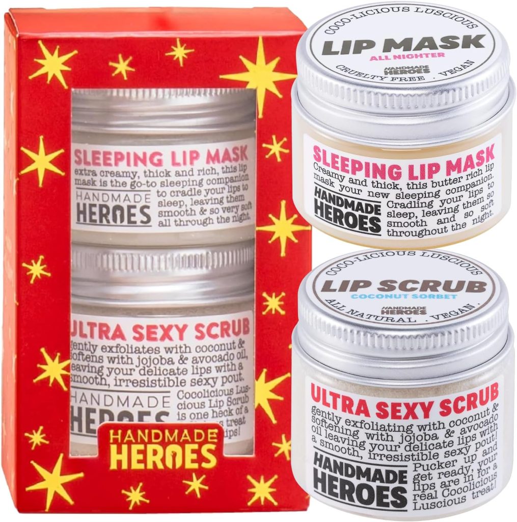 Handmade Heroes Lip Care Gift Set - Lip Scrub and Lip Butter - Gentle Exfoliant, Sugar Lip Polish and Lip Exfoliator Scrubber for Chapped and Dry Lips, 1.23oz (Gift Set)